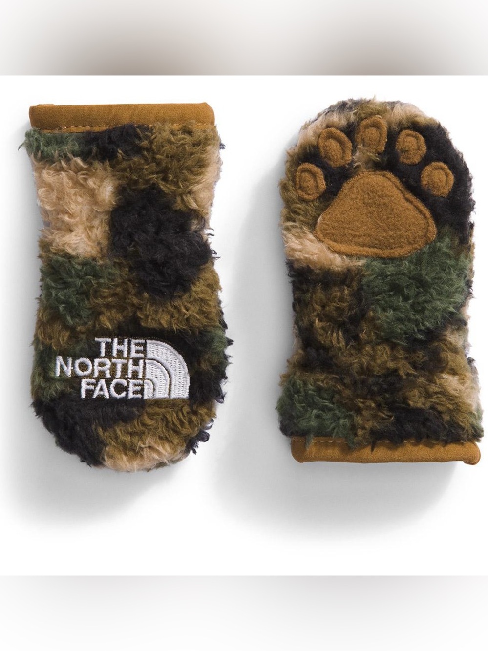 The North Face Infant Camouflage Sherpa Mittens - Brown & Green